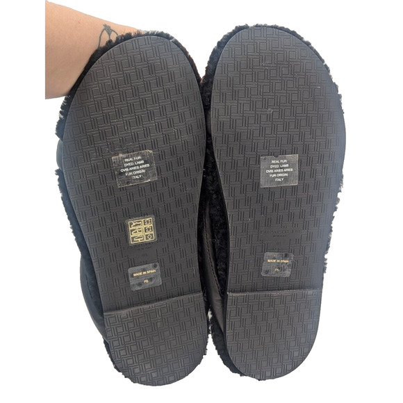 LAFAYETTE 148 New York Honore Shearling Leather Strapped Black Sandals US 10 - Picture 6 of 8